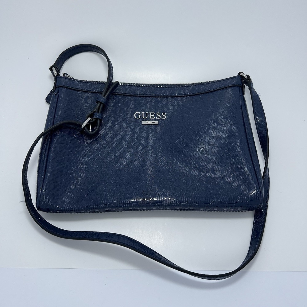 Guess Blue Monogram Purse Crossbody Handbag